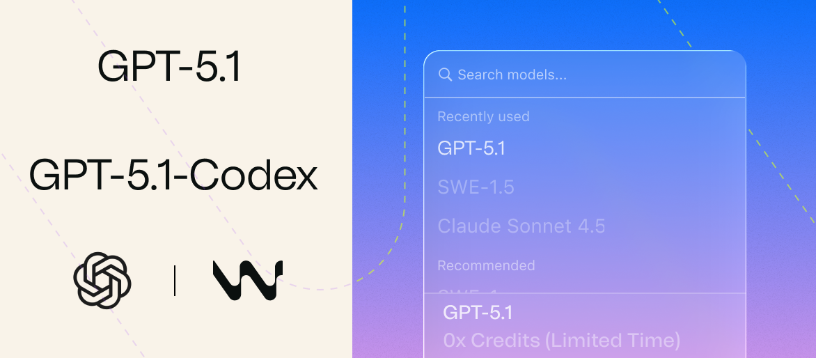 GPT 5.1, GPT 5.1-Codex, and GPT-5.1-Codex Mini are now available in Windsurf