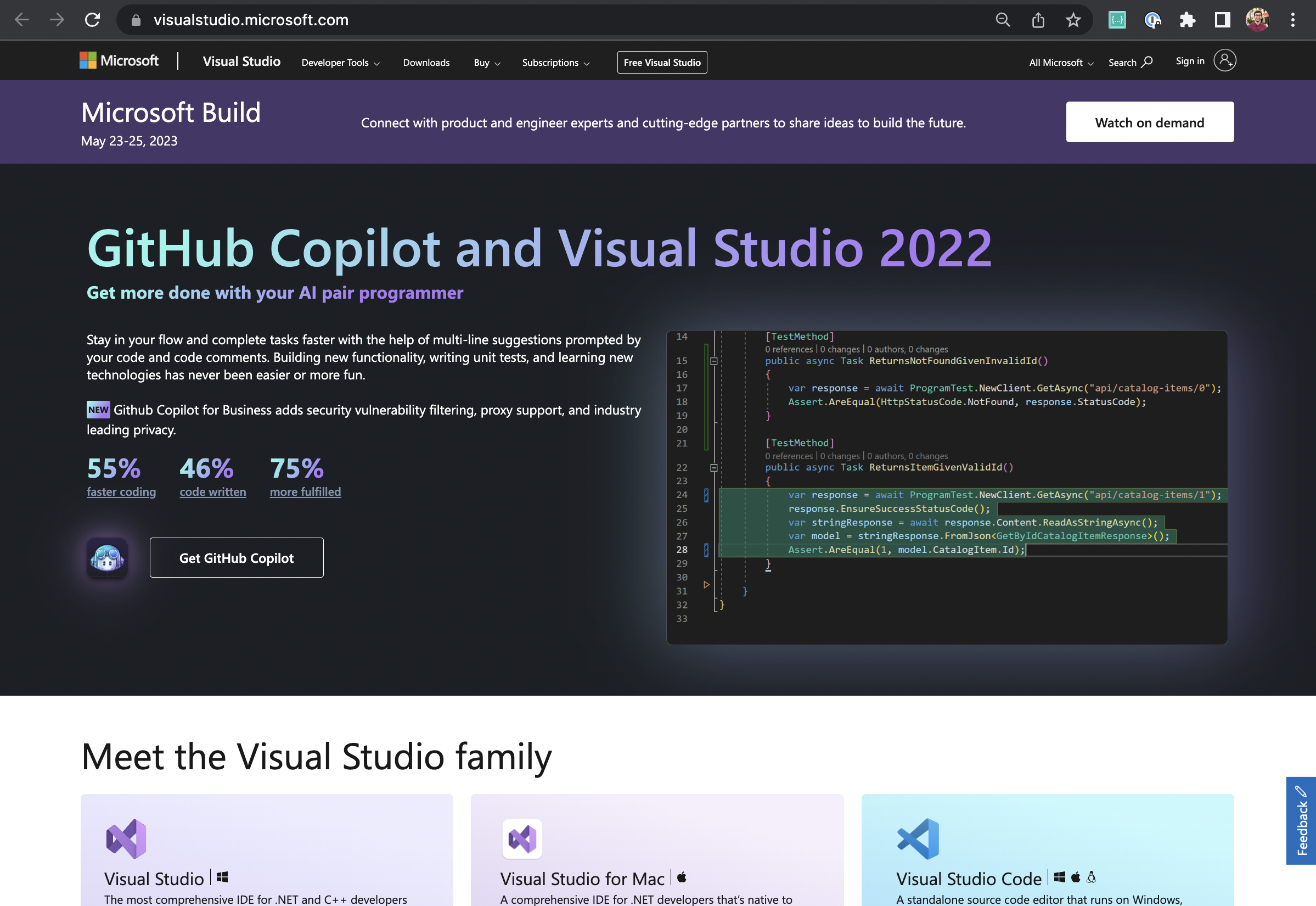 GitHub Copilot now available for Visual Studio 2022 - The GitHub Blog
