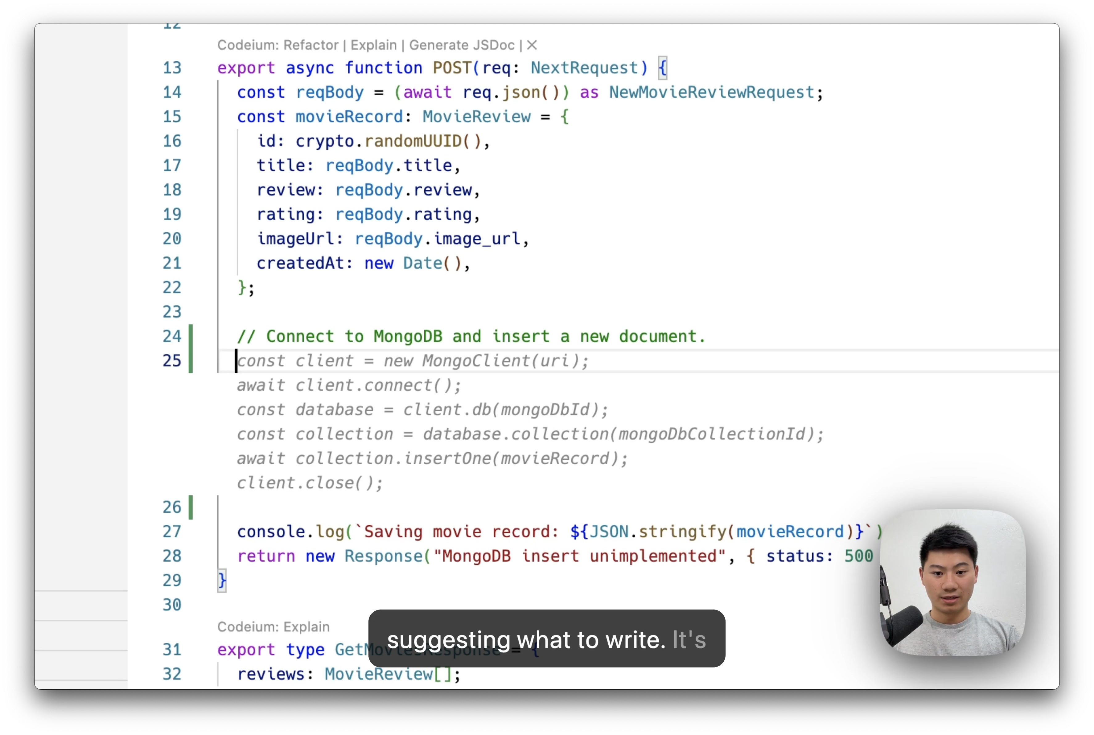 codeium mongodb autocomplete demo