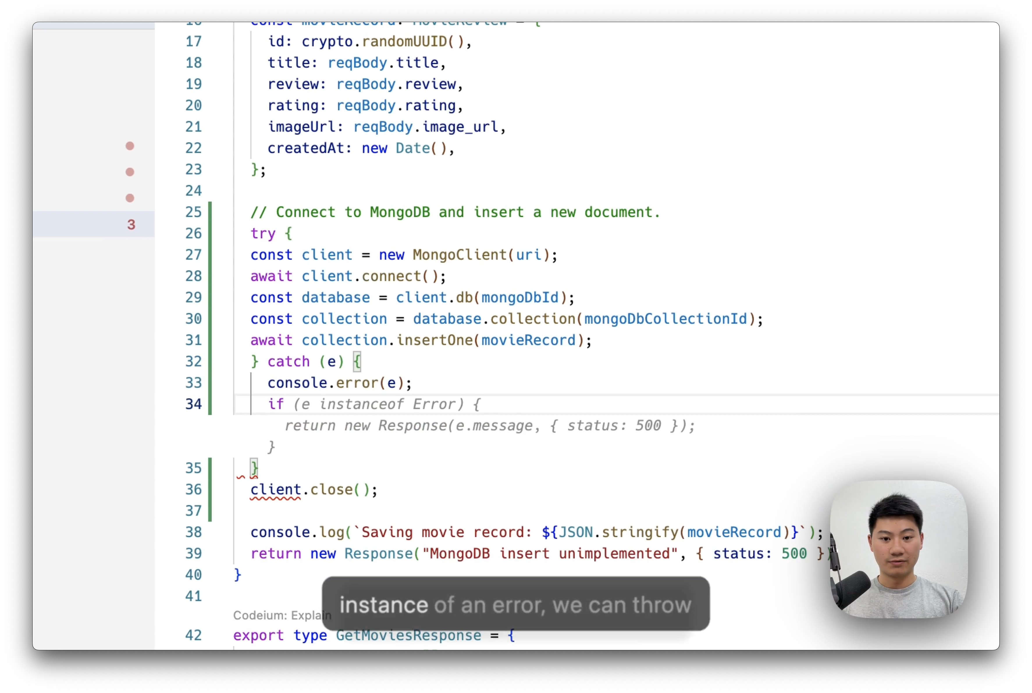 codeium mongodb autocomplete context