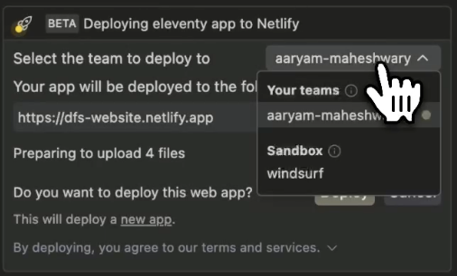 Team deploys dropdown