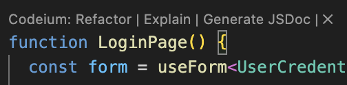 Code lenses above a function in the editor